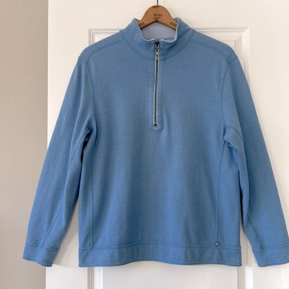 Tommy Bahama REVERSIBLE 1/2 Zip Pullover Sweatshirt w Marlin Logos Blue - Picture 2 of 12